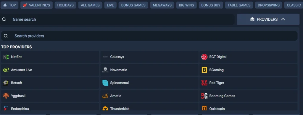 FairGame Casino Providers